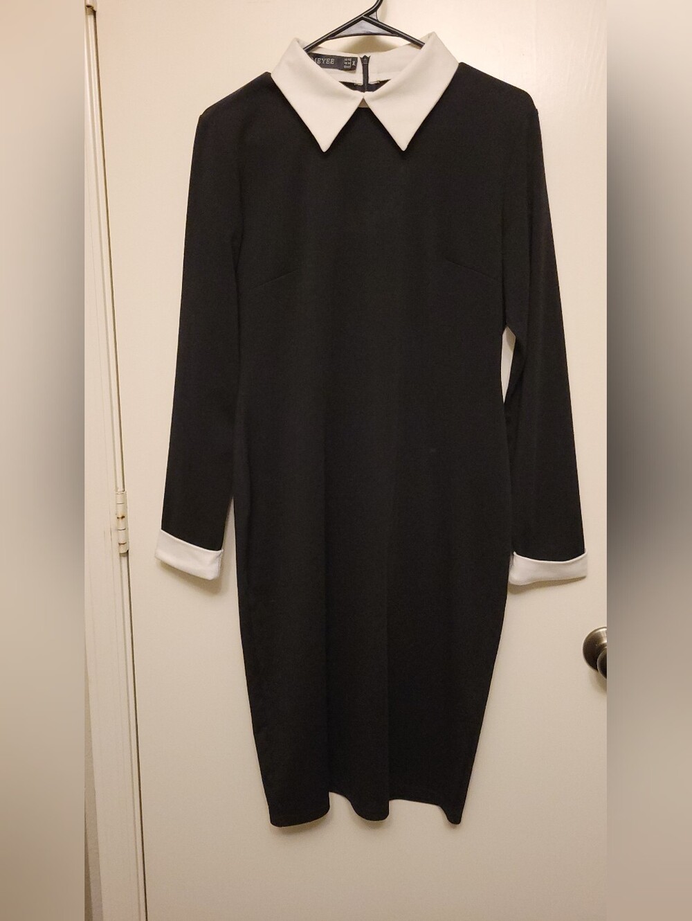 Black Long Sleeve Dress with White Collar